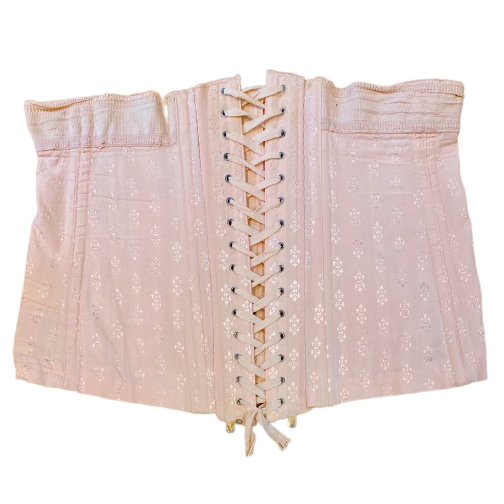 Vintage 50s-60s Pale Pink Damask Waist Corset M/L *AS IS*